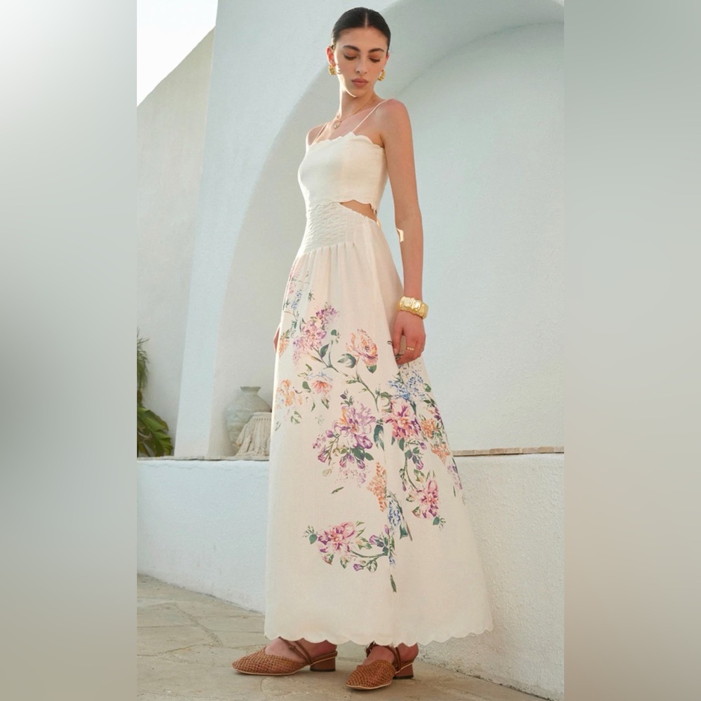 NWOT Floral Print Lace-Up Back Sleeveless Dress Taylor Swift